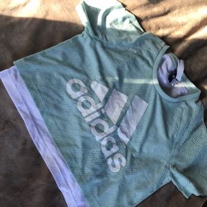 Adidas crop top light sea foam green and white